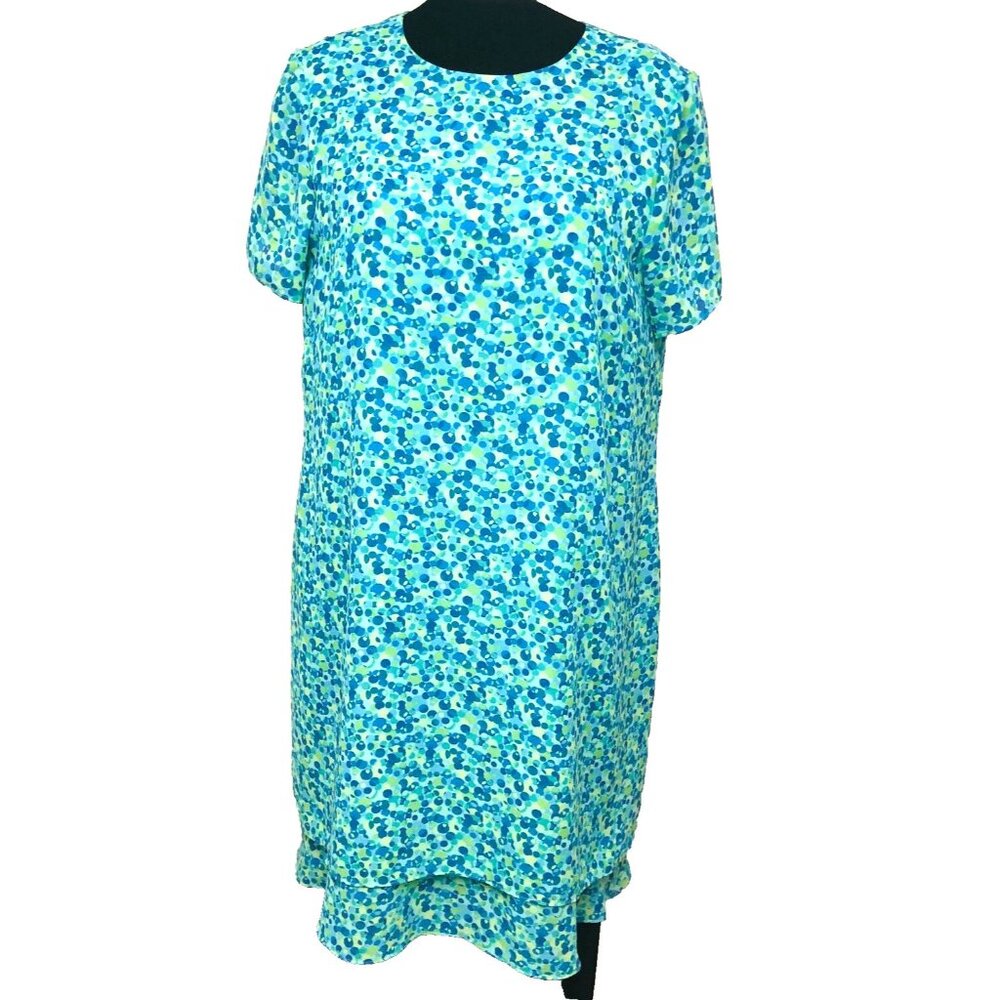 Stonebridge‎ Womens Geometric Zip Dress Beachy Tiers Coastal Office 18 1X XL